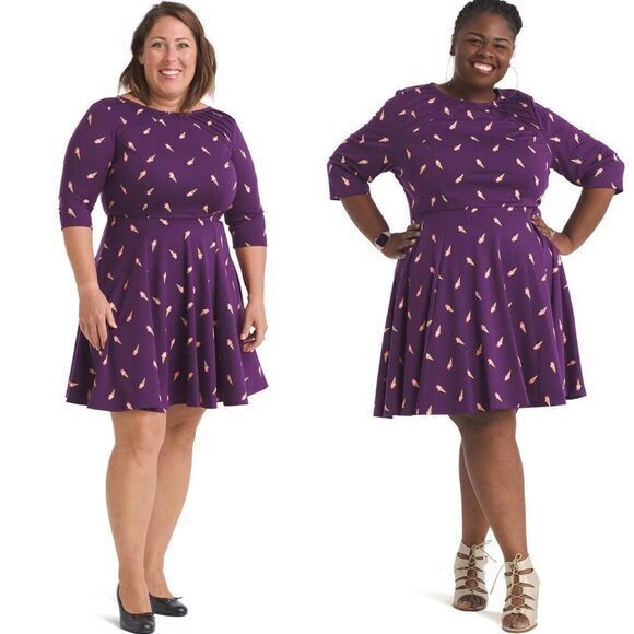 Unique Vintage Gwynnie Bee Purple Ice Cream Cone Fit And Flare Dress, 0XL - Picture 14 of 16